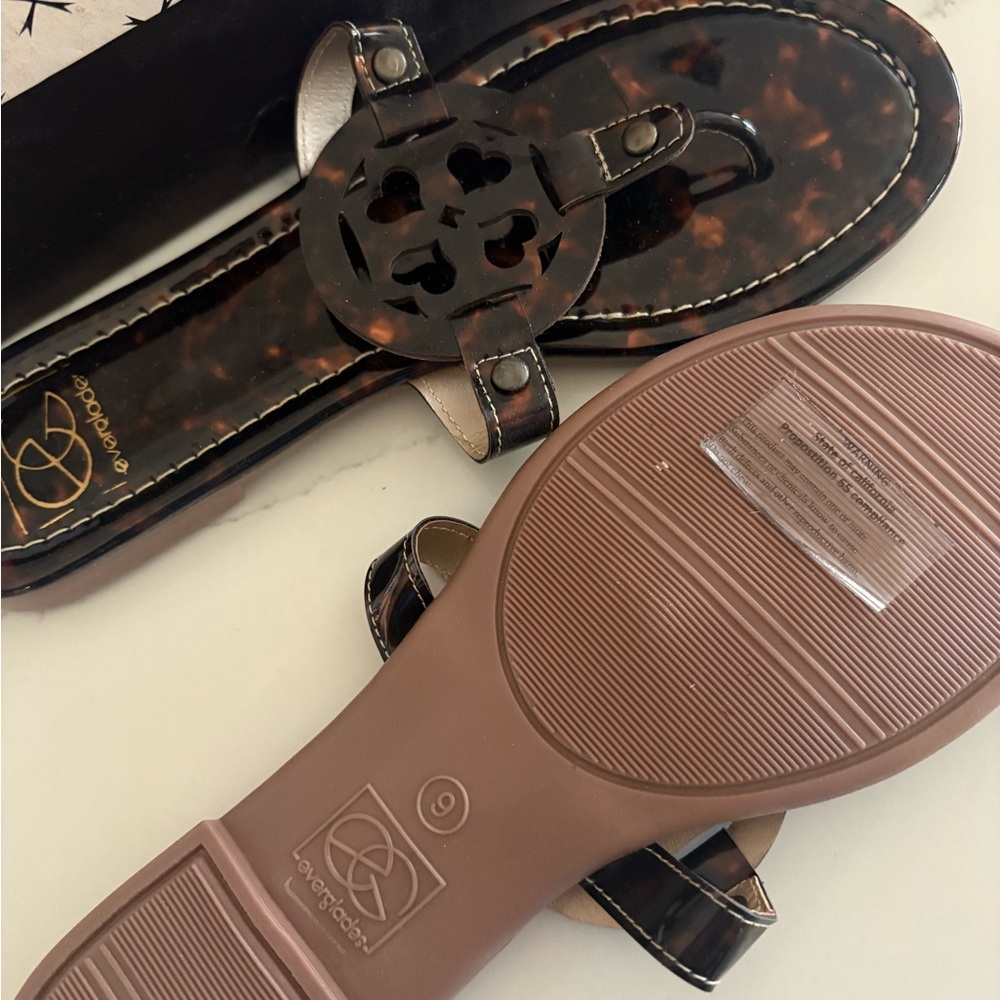 Brown Tortoise Shell Sandals - Picture 2 of 3